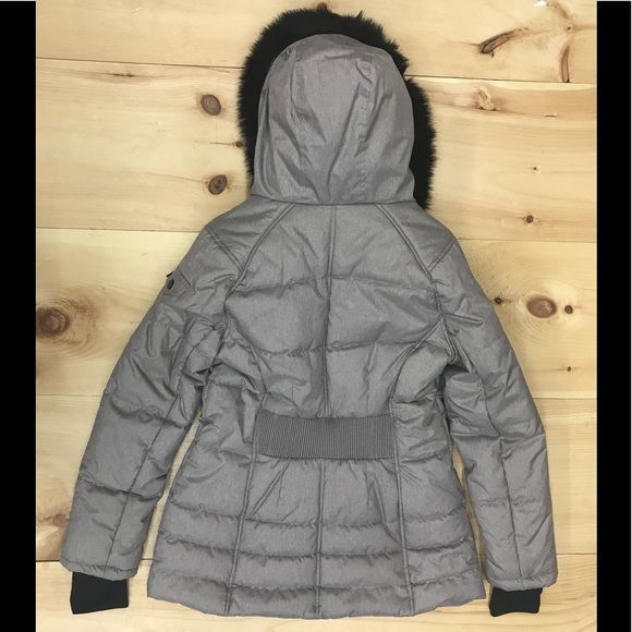 NWT,Laundry Shelli segal puffer fur trim dove grey - Picture 5 of 10